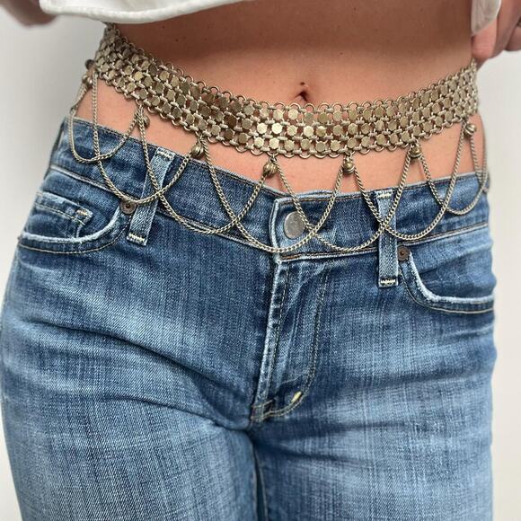 Women\'s XS Belt Silver Chain Unique Vintage Rare